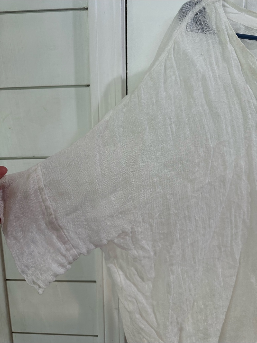Eileen Fisher White 100% Linen Gauze Dolman Sleeve Oversized Blouse - Picture 3 of 6